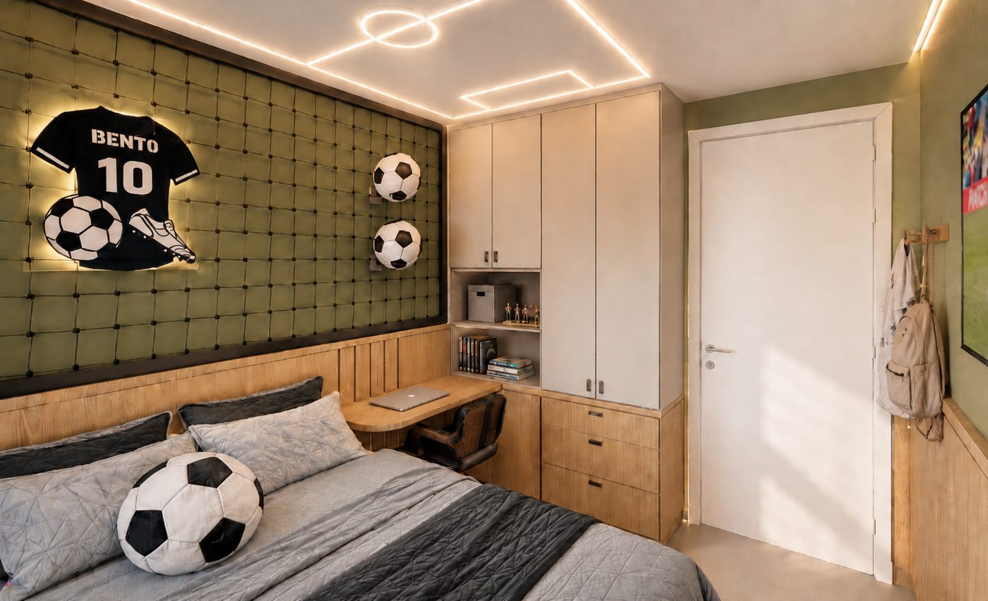 Quarto infantil temático de futebol
